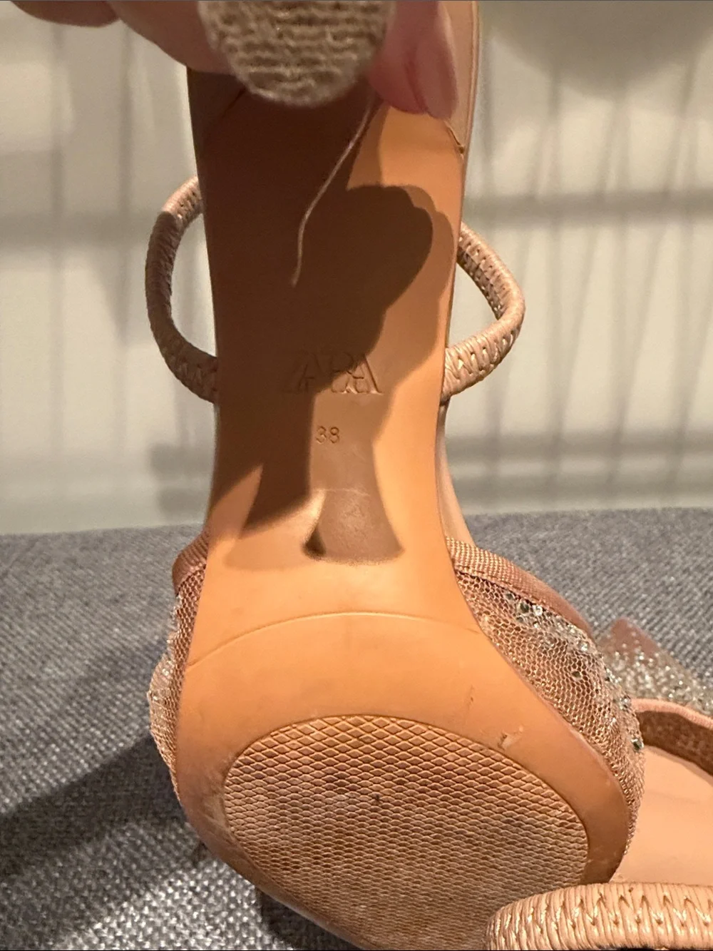 Zara Crystal-Embellished Tan Slingback Pointed Heels - Picture 5 of 5